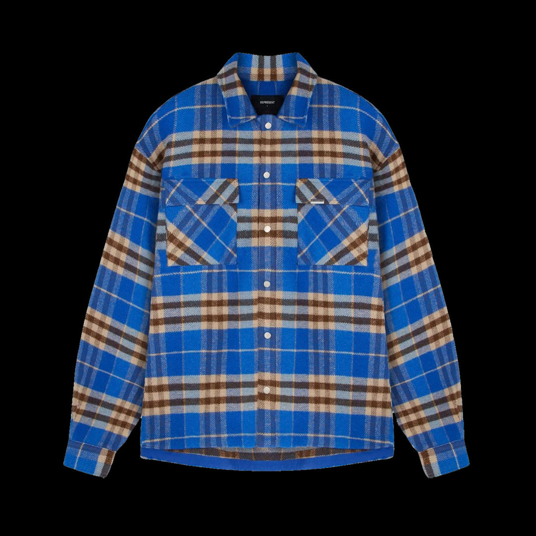 Represent Initial Print Flannel Shirt (Cobalt)