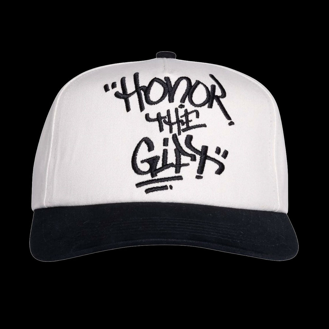 Honor The Gift Script Hat (White/Black)
