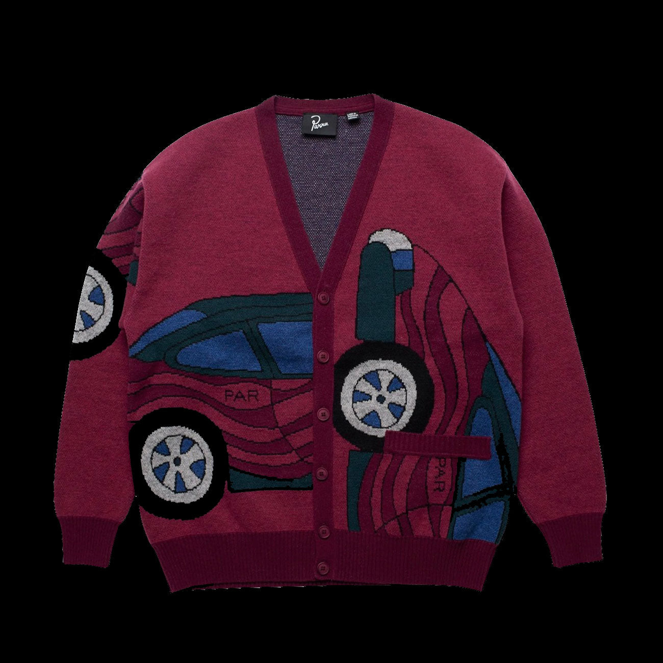 By Parra No Parking Knitted Cardigan (Beet Red)