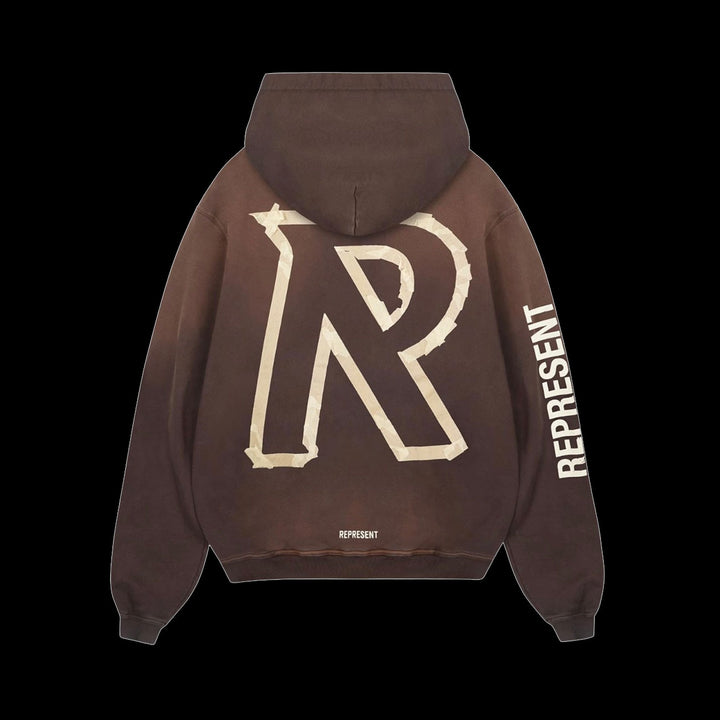 Represent Masking Tape Initial Zip Hoodie (Cedar)