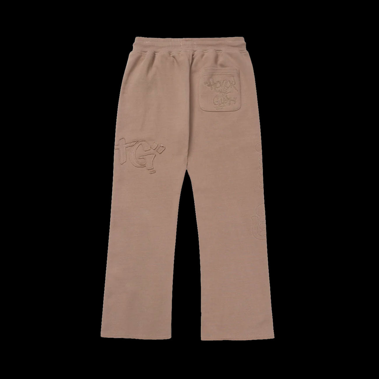 Honor The Gift Script Embroidered Sweats (Light Brown)