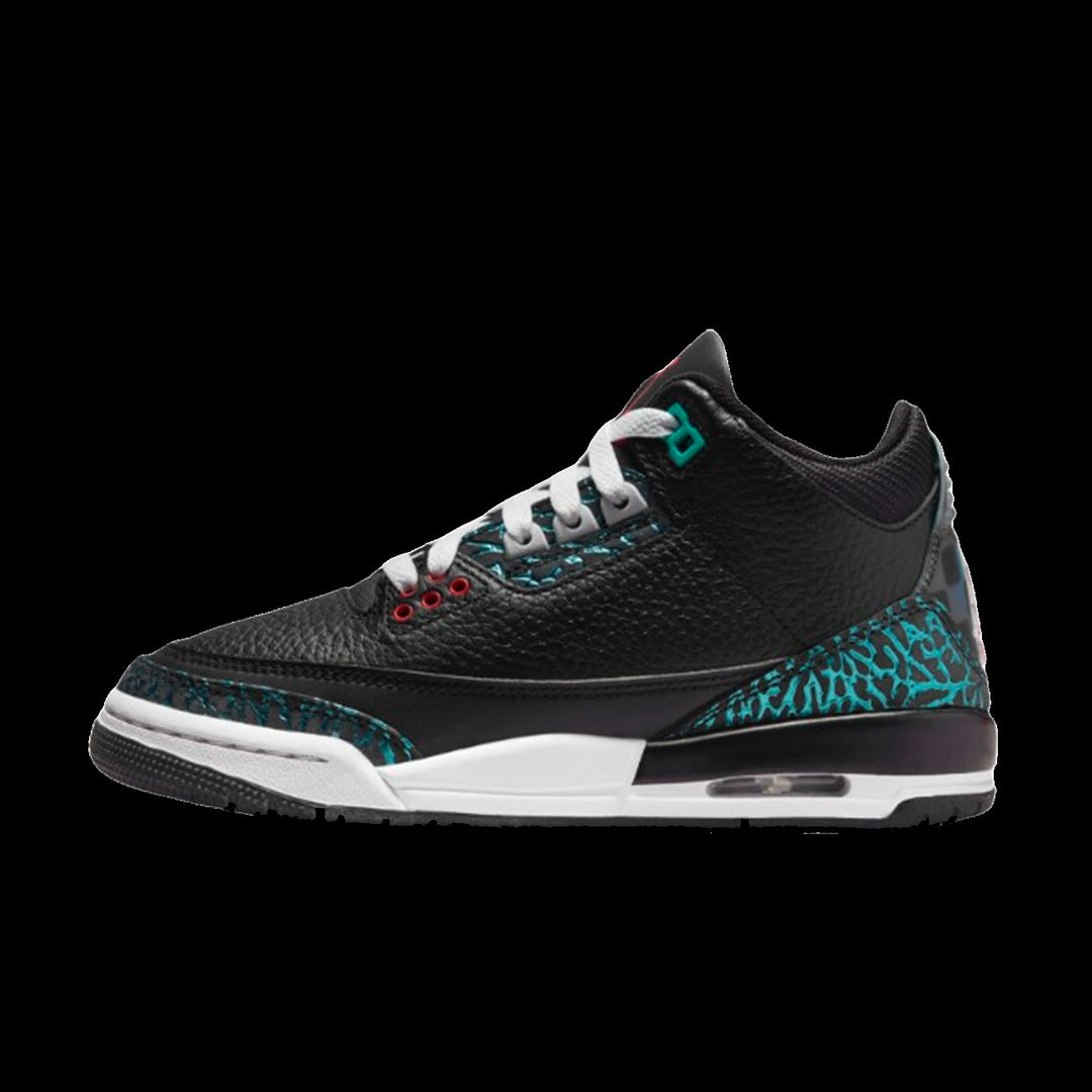 Air Jordan 3 Retro (GS)(Black/Siren Red-Hyper Jade)