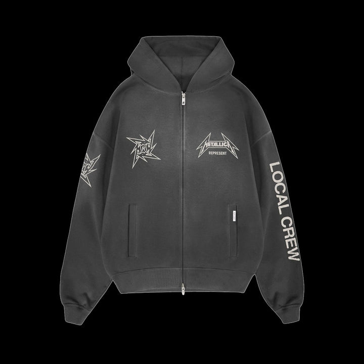 Represent Metallica 40 Year Anniversary Zip-Up Hoodie (Stained Black)