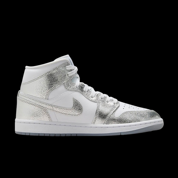 WMNS Air Jordan 1 Mid SE (White/Metallic Silver-Wolf Grey)