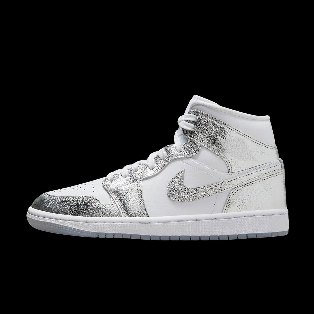 WMNS Air Jordan 1 Mid SE (White/Metallic Silver-Wolf Grey)