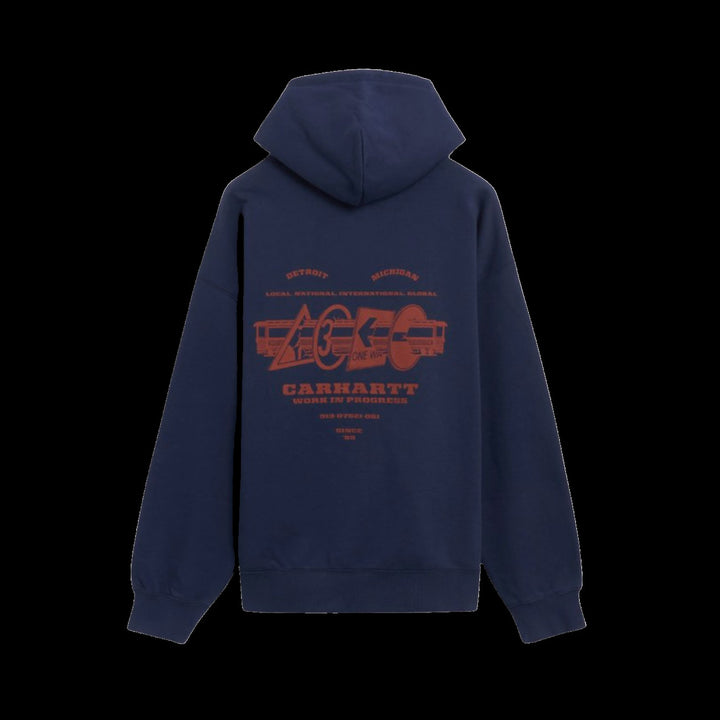 Carhartt WIP Hooded Runaway Zip-Up Hoodie (Navy/Red)