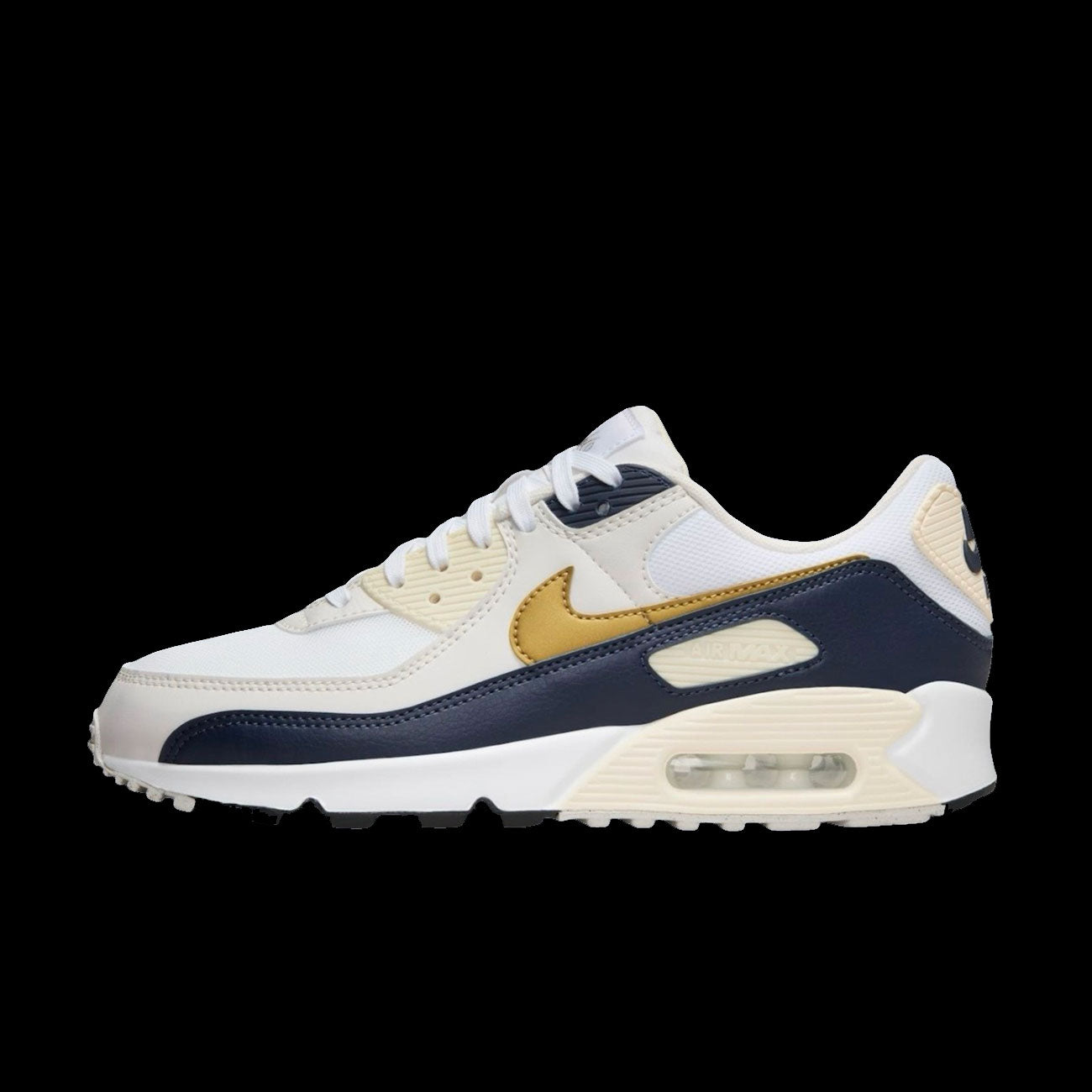 White and gold nike fashion trainers