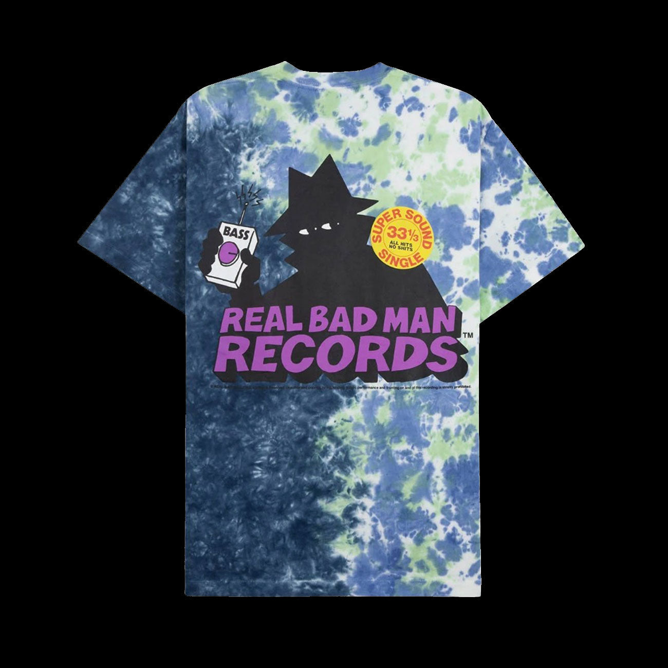 Real Bad Man Records Tee (Blue Tie Dye)