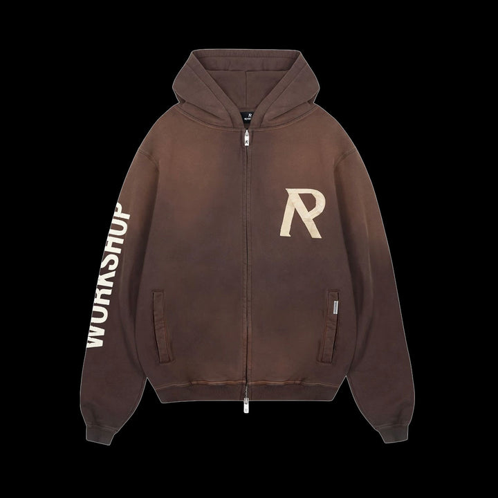 Represent Masking Tape Initial Zip Hoodie (Cedar)