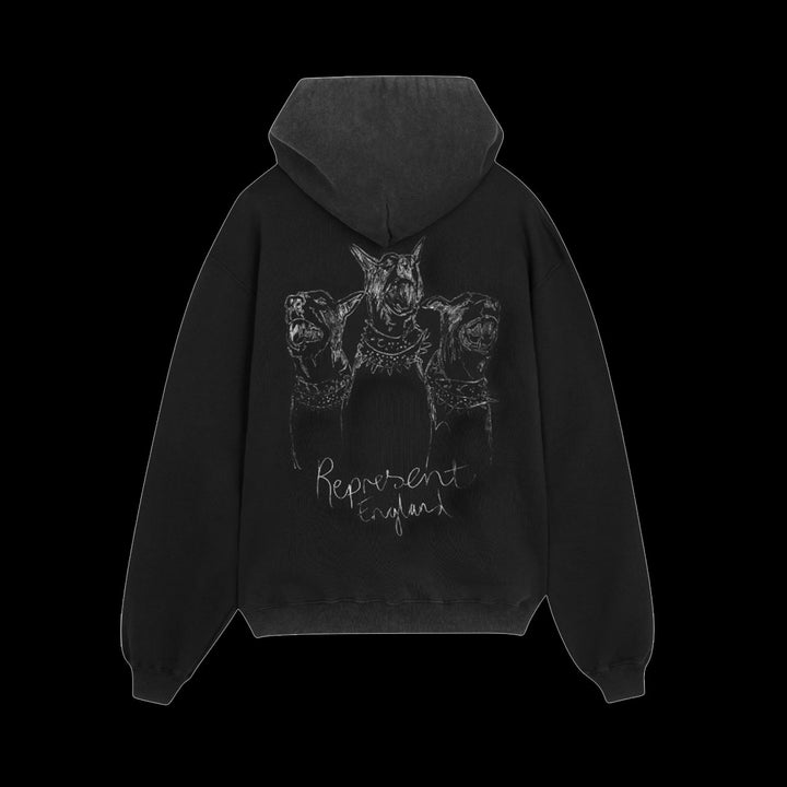 Represent Hand Drawn Thoroughbred Dogs Hoodie (Aged Black)
