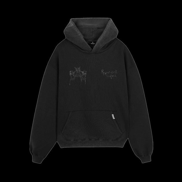 Represent Hand Drawn Thoroughbred Dogs Hoodie (Aged Black)