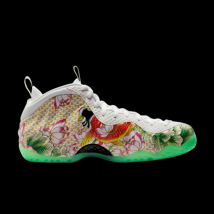 Nike Air Foamposite One Premium (White/lt Poison Green-Black-lava Glow)