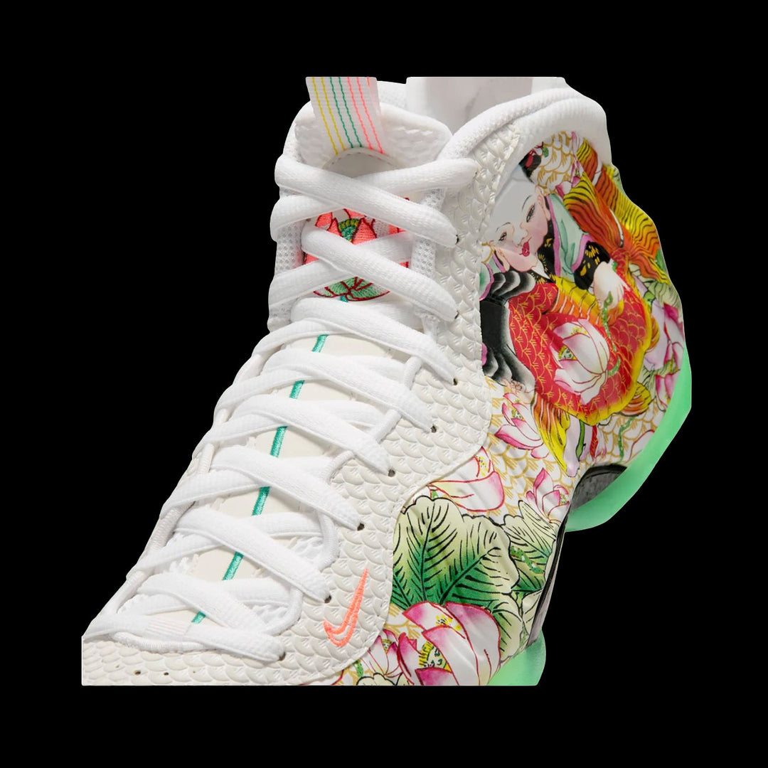 Nike Air Foamposite One Premium (White/lt Poison Green-Black-lava Glow)