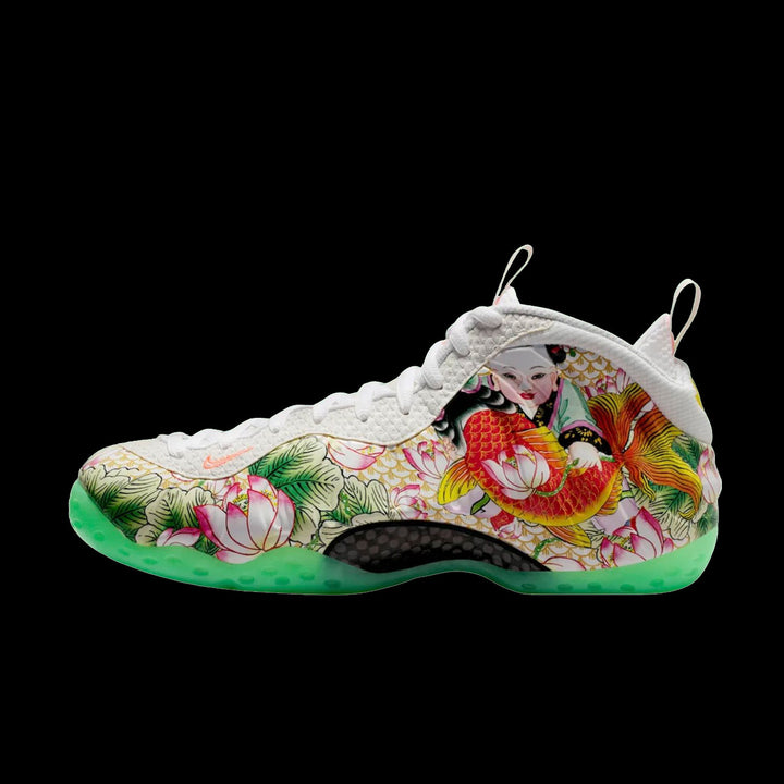 Nike Air Foamposite One Premium (White/lt Poison Green-Black-lava Glow)