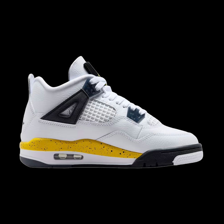 Air Jordan 4 Retro "Tour Yellow" (GS)(White/Tour Yellow-Dark Blue Grey-Black)