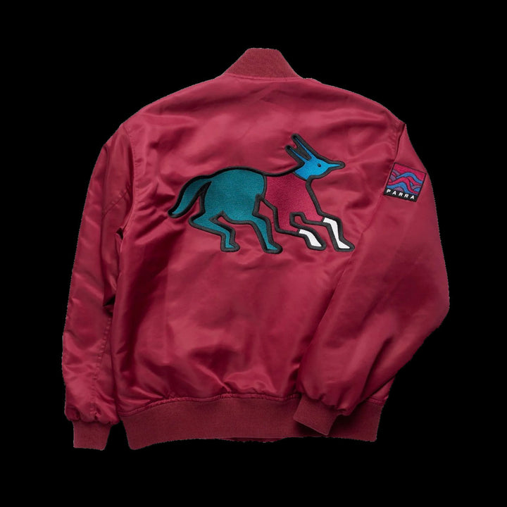 By Parra Stacked Pets Varsity Jacket (Deep Red)